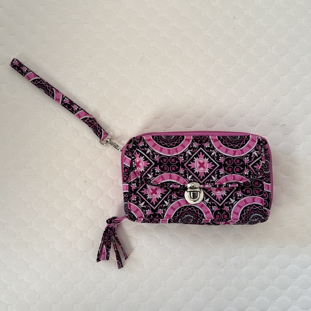 NEW Breast Cancer 2 Zipper- 21 Compartment Wristlet - Picture 2 of 14